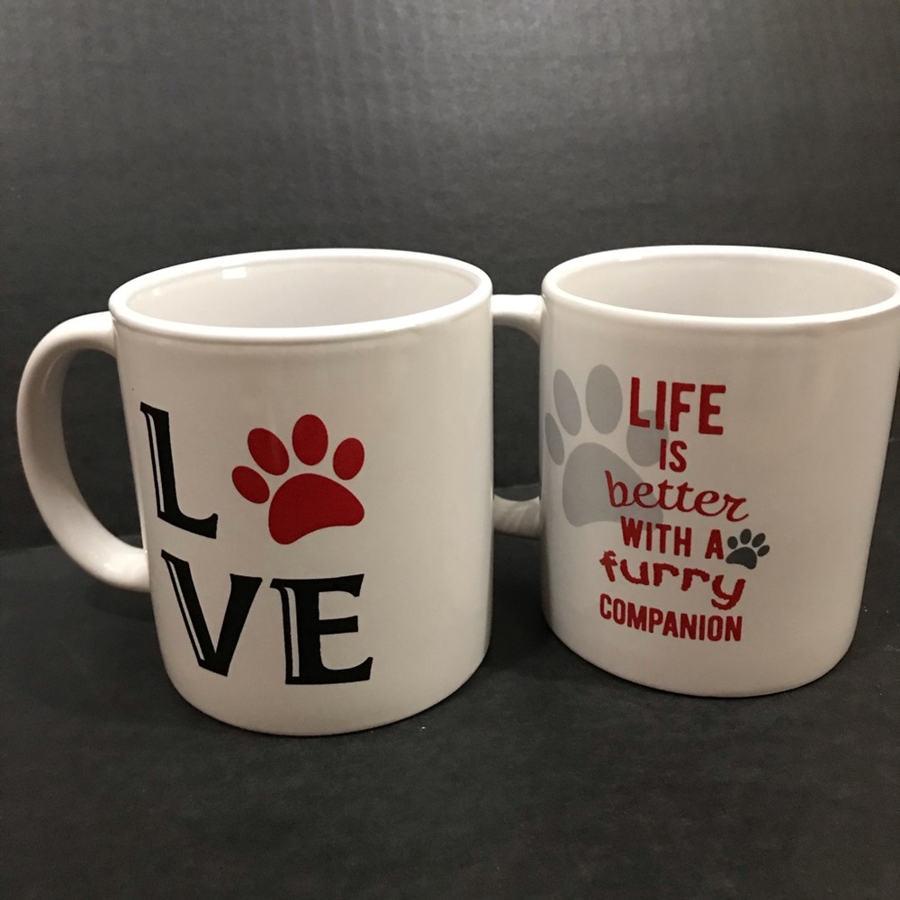 Pet Lover Coffee Tea Mugs Lot of 2 Ceramic 12oz